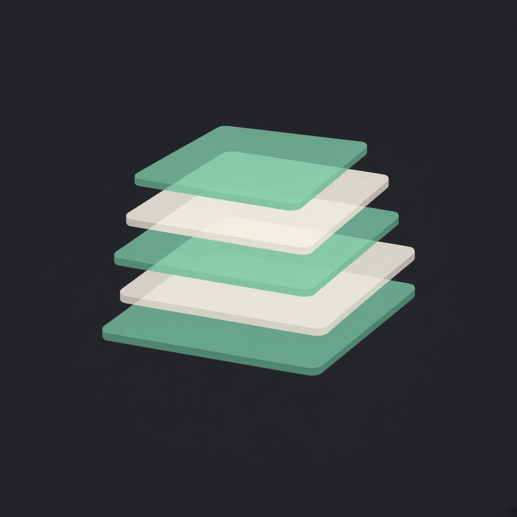 Stacked mint layers on a dark field